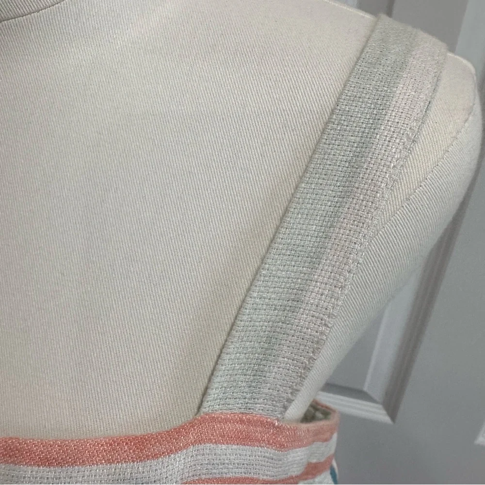 J. Crew LINEN Stripped Light Textured Spaghetti Strap, Button down Midi Size 10 - Picture 6 of 15